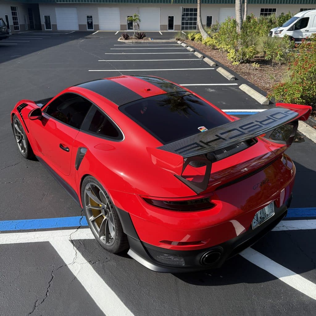 Porsche GT2 RS Back End Top View Shot
